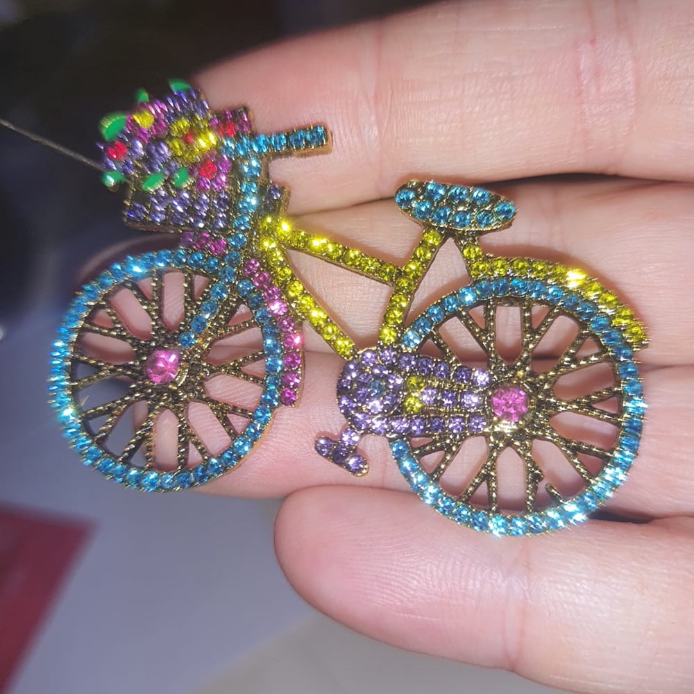 Avon Moda e Casa Abotoador Broche Bicicleta Azul e Amarela