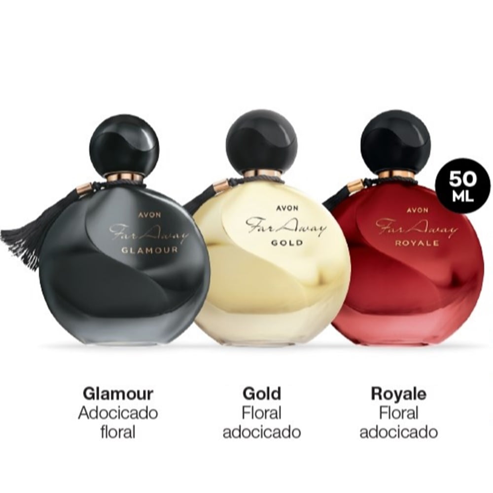 Avon Perfumaria Far Away Kit Gold, Glamour e Royale 