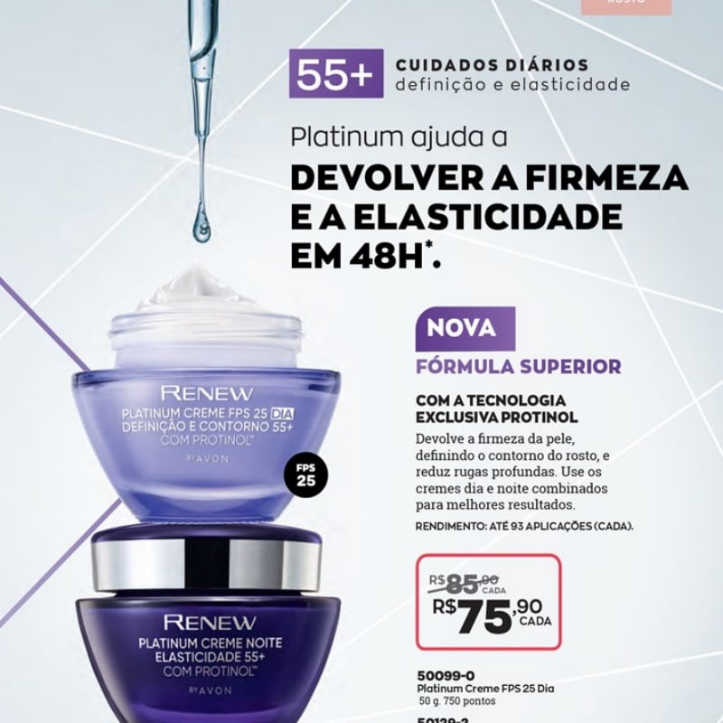 Avon Renew Platium 55+ Noite Protinol 50 g