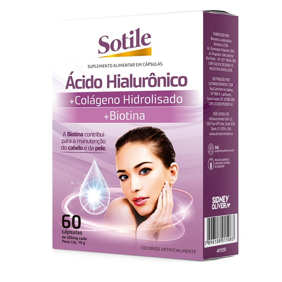 Ácido Hialurônico +  Biotina Sotile Sidney Oliveira 60cps