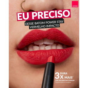 AVON Power Stay Batom Preciso Matte 10h 1,2 g Vermelho Impacto