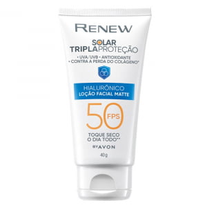 Avon Renew Protetor Facial Renew Solar Advance Matte com Ácido Hialurônico FPS 50 40g