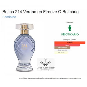 O Boticário Botica 214 Verano en Firenze Eau de Parfum Floral Frutal 75 ml 